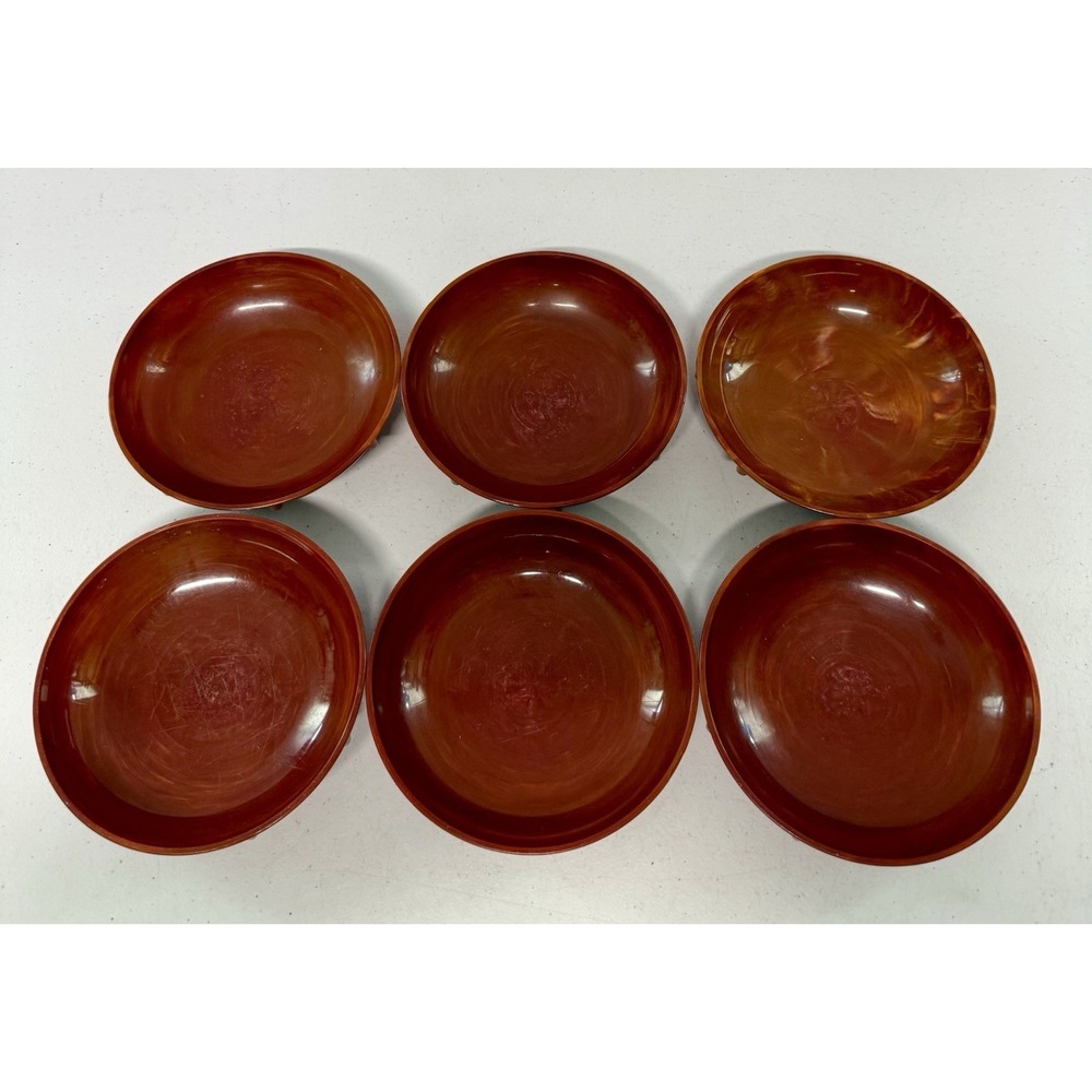 Vintage Trumpet Ware 6" Plastic Bowls Set Of 6 Brown MCM Dish